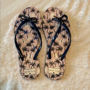 Kate Spade Pink and Black Palm Flip Flops